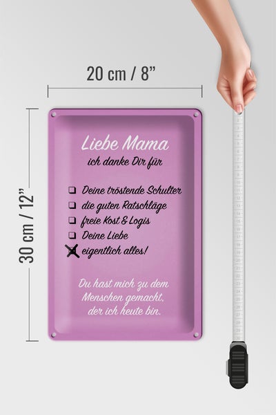 Blechschild Spruch 20x30cm Liebe Mama ich danke Schild