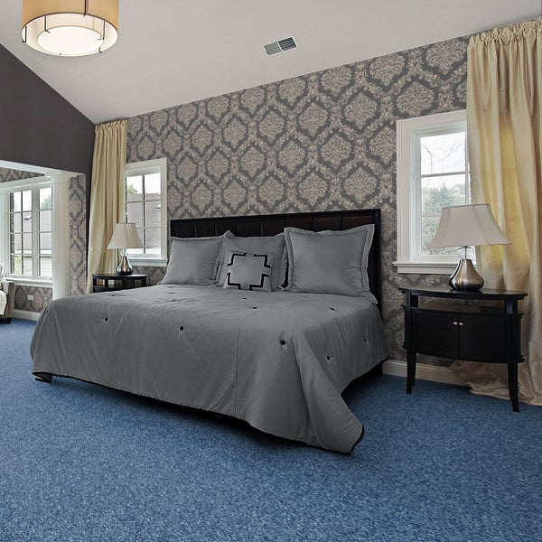 Teppichboden strapazierfähige Auslegware in Blau in Schlingen 400 cm Breite (Meterware)