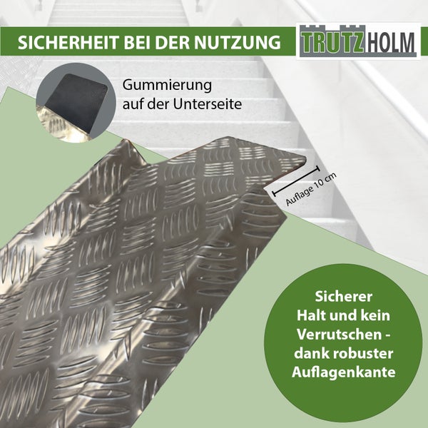 TRUTZHOLM Auffahrschiene zusammensteckbar 150 - 270 cm verstellbar Treppenrampe E-Bike 50kg Alu grau