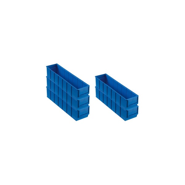 PROREGAL SparSet 5 x Blaue Industriebox 400 S HxBxT 8,1 x 9,1 x 40 cm 2,2 Liter Sichtlagerkasten Sortimentskasten Sortimentsbox Kleinteilebox
