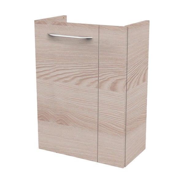 Fackelmann B.CLEVER Gäste-WC Set 2 Teile – Waschtischunterschrank in Holz Braun mit Waschbecken aus Keramik – SBC Waschbeckenunterschrank schmal – Türanschlag links – Hahnloch rechts – 45 cm breit