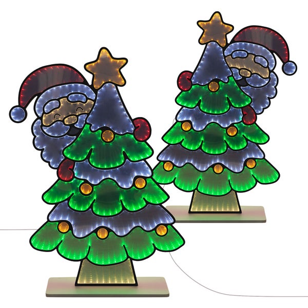 LED Weihnachtsbaum Silhouette mit Weihnachtsmann Figur zur Dekoration