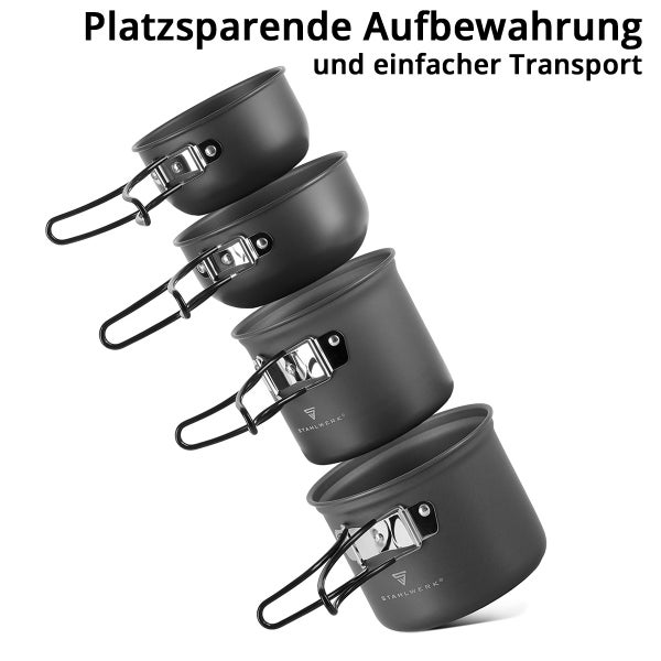 Stahlwerk Topfset mit platzsparender Aufbewahrung und einfachem Transport