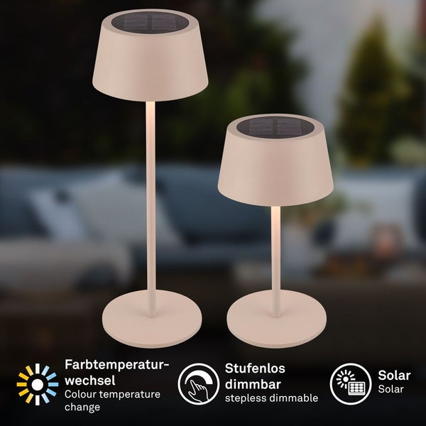 Solar Tischleuchte mit Touchdimmer 2W 160 lm CCT Einstellbares Weiß Awia beige