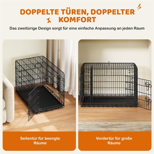 Doppeltüriger Hundekäfig für einfachen Zugang und Komfort