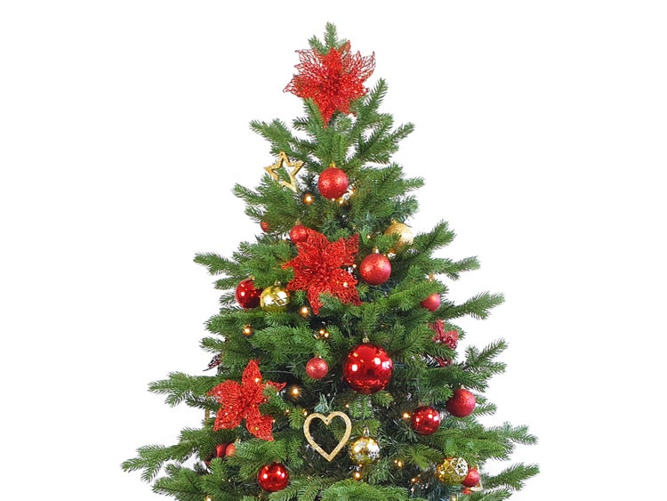 Geschmückter künstlicher weihnachtsbaum mit 106 Stk Kugeln WEIHNACHTSSTERNE 180 cm mit Metallständer
