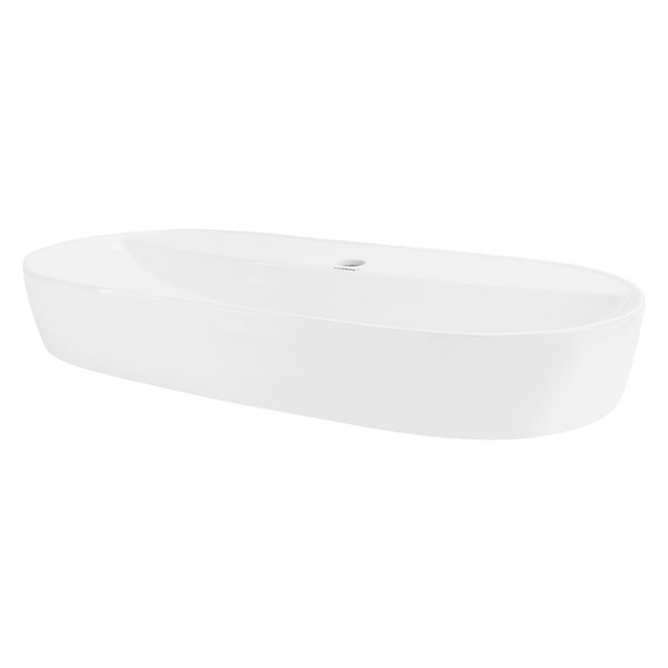 ML-Design Waschbecken aus Keramik in Weiß glänzend 80 x 40 x 12 cm, Oval, Moderne Aufsatzwaschbecken, Design Waschtisch Aufsatz-Waschschale Waschplatz Handwaschbecken, für das Badezimmer / Gäste-WC
