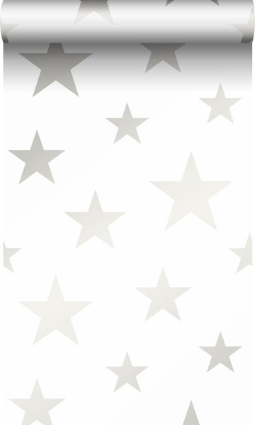 Origin Wallcoverings Tapete Sterne Weiß und Silber - 0,53 x 10,05 m - 347696