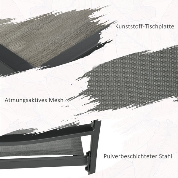 Outsunny 5 tlg. Sitzgruppe Gartenmöbel-Set, Gartengarnitur mit 1 Esstisch, 4 stapelbaren Stühlen, Sitzgarnitur, für Terrasse, Mesh, Dunkelgrau