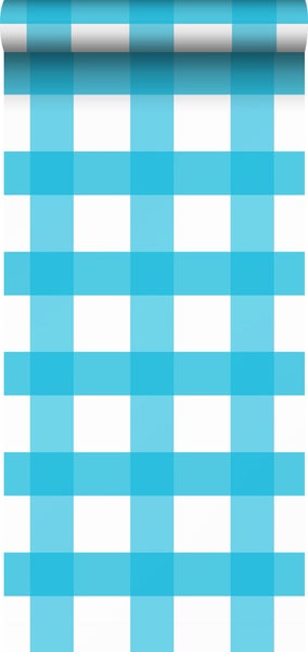 Sanders und Sanders Tapete Karomuster Türkis - 53 cm x 10.05 m - 935250