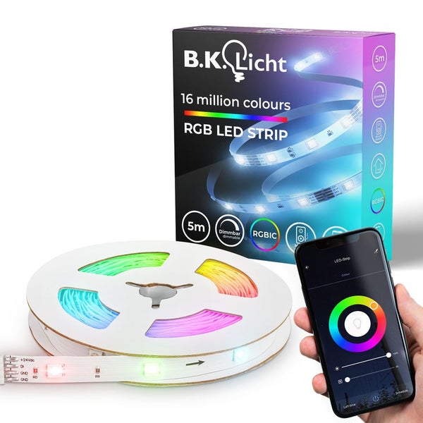 LED Streifen 5 m - smart, dimmbar, Farbwechsel, Sprachsteuerung, Magic RGB