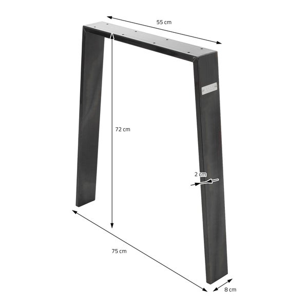 ML-Design 2er Set Tischbeine Loft 75x72 cm, Industrial, Profil 8x2cm, aus Stahl, Industriedesign, U-Form, Metall Tischgestell scandic, Tischkufen Tischuntergestell Möbelfüße, für Esstisch/Schreibtisch
