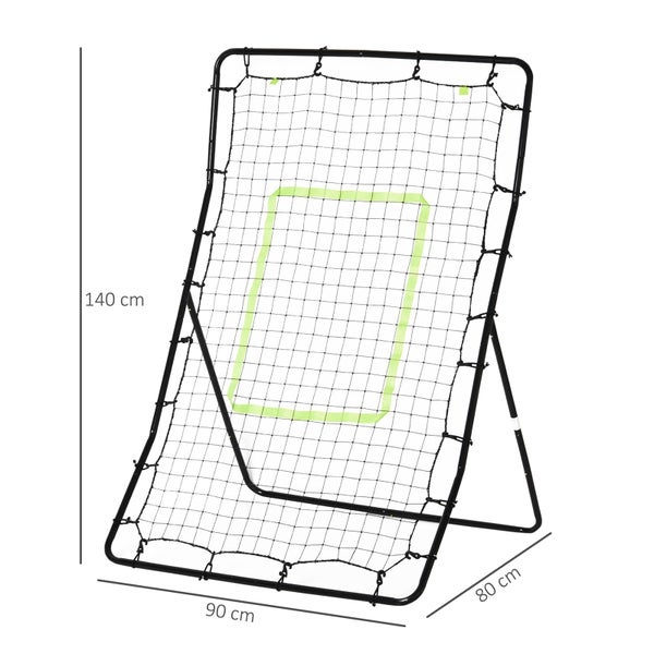 HOMCOM Kickback Rebounder, Rückprallwand Netz, 75x126cm, Stahl+PE, Schwarz