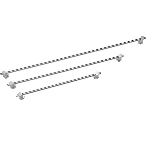 Drei Handtuchhalter aus Metall in verschiedenen Laengen fuer die Wandmontage