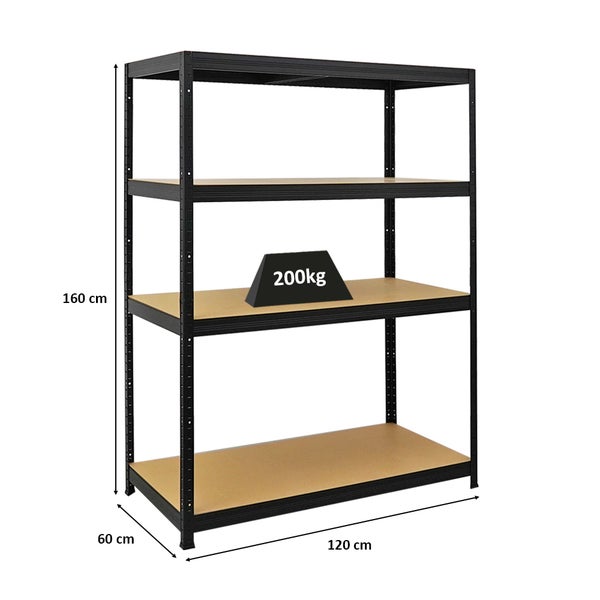 PROREGAL Schwerlastregal Big Elephant HxBxT 160 x 120 x 60cm Fachlast 200kg Schwarz
