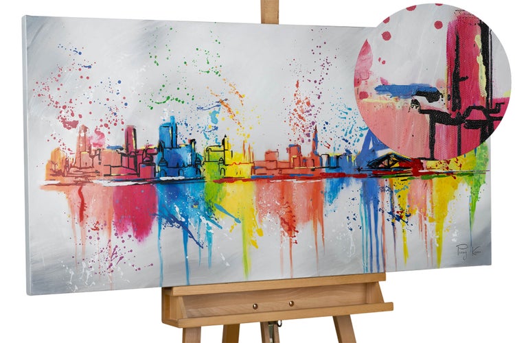 Handgemaltes Gemälde Acrylfarbe 120x60cm Bunt