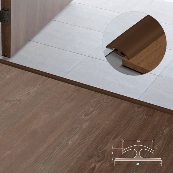 FLOORDIREKT Doppeleinfassleiste Übergangsprofil Jersey Selbstklebend 24 x 35 mm Braun
