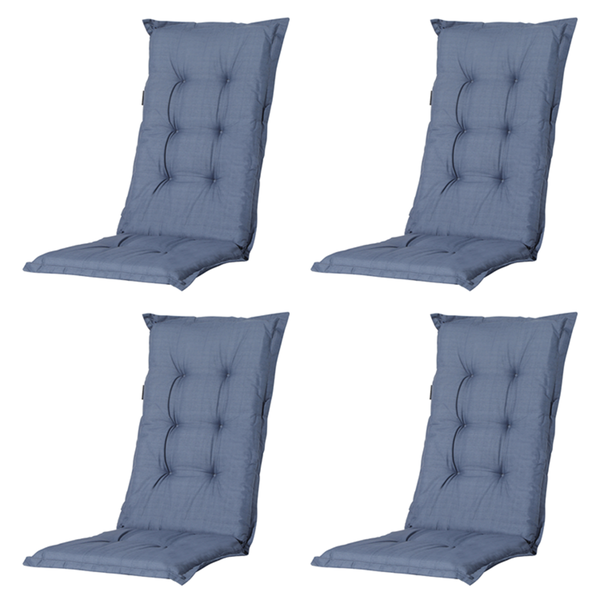 Hochlehnerauflage Basic kobalt - Ca. 123x50 cm - 4er-Set