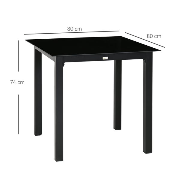 Outsunny Beistelltisch, 80L x 80B x 74H cm, Aluminium, schwarz