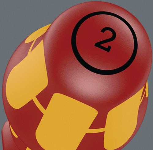 Griff eines Schraubendrehers mit Kennzeichnung 2