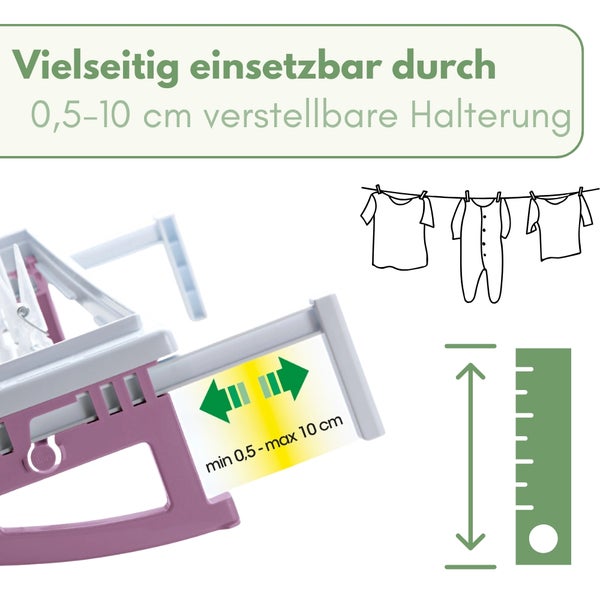 Verstellbare Halterung für Wäschetrockner, Bereich von 0,5 bis 10 Zentimeter für vielseitige Befestigung.