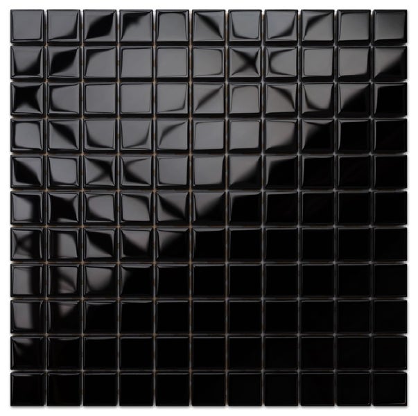Glasmosaik auf Netz für Bad und Küche 30cm x 30cm  - Black Absolut
