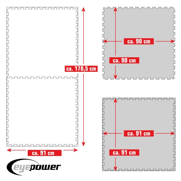 1,6qm Fitnessmatte - 2er Set 90x90x2,5cm Bodenschutzmatte Beige Braun