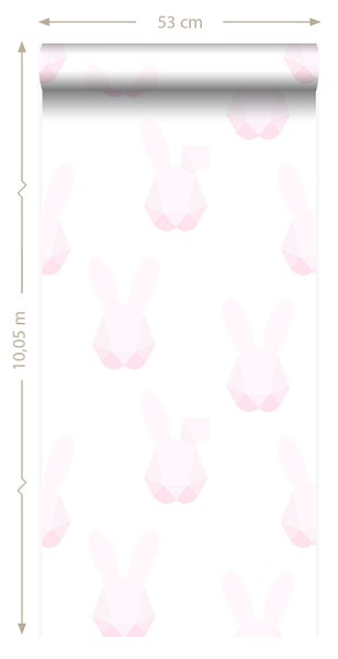 Tapetenrolle mit Hasenmuster, 53 cm breit und 10,05 m lang