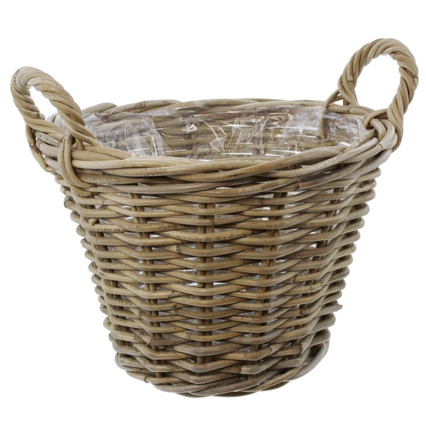 FRANK FLECHTWAREN | Pflanzkorb Rattan, mittel, RATTAN, ca. Ø 35 x 25 cm