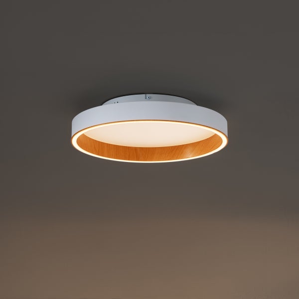 Runde Deckenleuchte mit Holzoptik