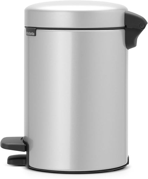 Brabantia Klassischer Tretmülleimer Mit Soft Verschluss 3 Liter HxBxT 26,4 x 16,8 x 23,5 cm Metall Metallik Grau