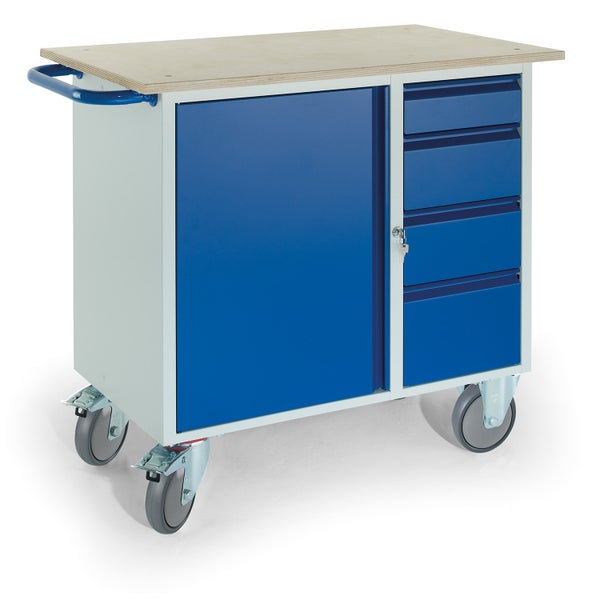 Rollcart Montagewagen mit 4 Schubladen und Stahlschrank