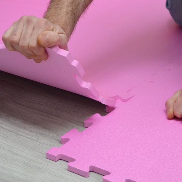 360x180 XL Trainingsmatte mit Rand - 8er Set 90x90 Bodenmatte Pink