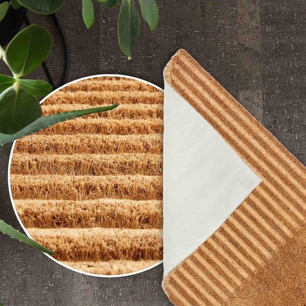 Fußmatte aus Kokosfaser mit Streifenmuster und rutschfester Rückseite