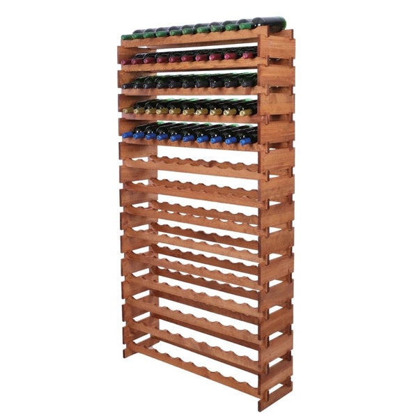 Weinregal VINOTECA FLEX PRO HxBxT 191x103x28cm 140 Flaschen auf 14 Ebenen Massives Kiefernholz Braun geölt