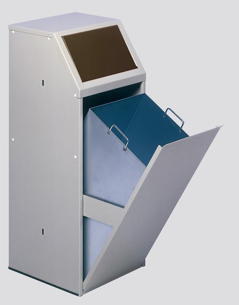 PROREGAL Robuster Wertstoffsammler Mit Einwurfklappe Für Biomüll Stationär 69 Liter HxBxT 103 x 45,5 x 45,5 cm Verzinkter Stahl Braun