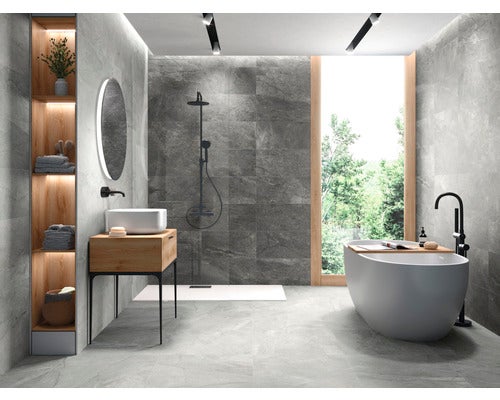Wand- und Bodenfliese Wells ash matt 60x60cm