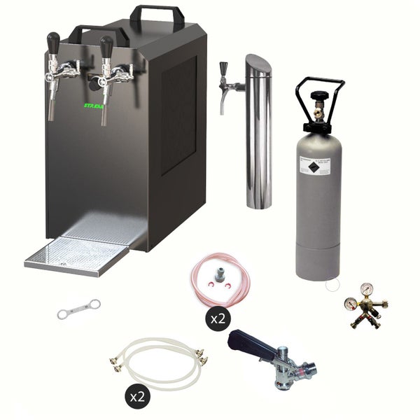 Untertheken Komplett Set - Zapfanlage STREAM 80, Bierzapfanlage, Durchlaufkühler 2-leitig Trockenkühler, KeyKeg
