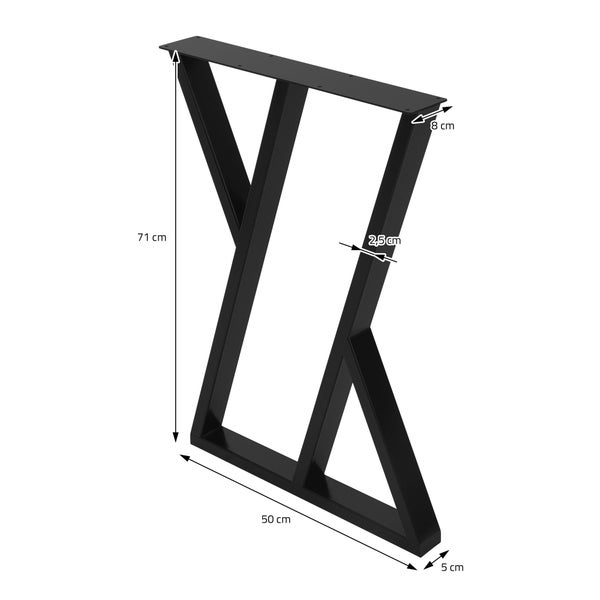 ML-Design 2 Stück Tischbeine 50xH71cm, Tischkufen X-Form, aus Stahl pulverbeschichtet, Schwarz, Industriedesign, Kufengestell für Esstisch/Schreibtisch, Tischgestell, Metall Möbelfüße für DIY-Projekte