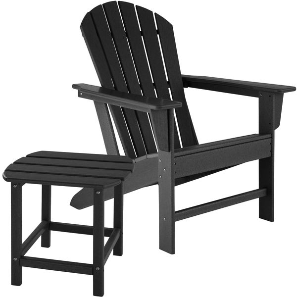 Gartenstuhl Joan mit Tisch Dylan tectake  im Adirondack-Stil Tisch mit Lamellenmuster