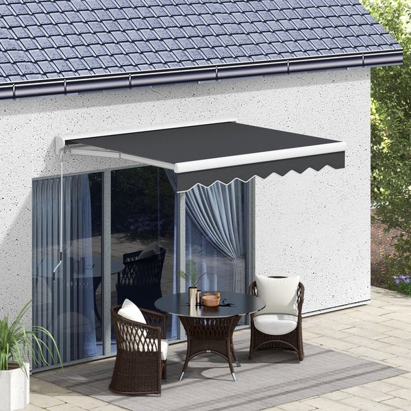 Outsunny Gelenkarmmarkise,  Elektrische Markise mit Handkurbel, 2,5 x 2 m, Alu, Grau