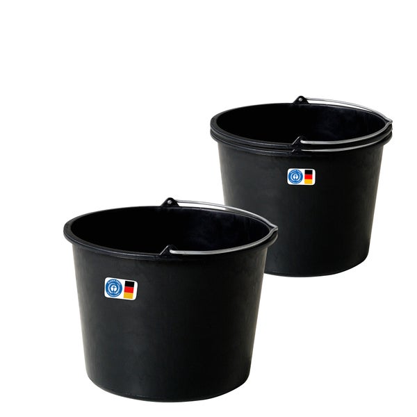 BigDean 3x Baueimer 20l - Mörteleimer mit Henkel - Eimer für Baustelle & Garten - Stabiler Wasserkübel, Betoneimer mit Skala, Blauer Engel, Made in Germany