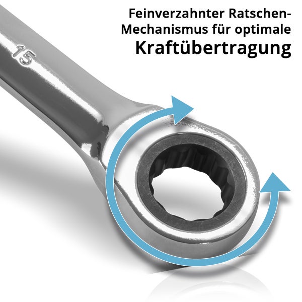 STAHLWERK Ratschenschlüssel-Satz 8 - 19 mm 8-teiliges Schraubenschlüssel
