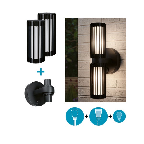 Moderne LED Wandleuchte in zylindrischem Design für den Außenbereich aus Metall