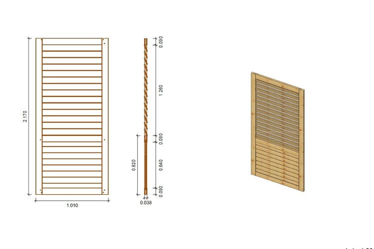 Paneel für Gartenlaube mit Jalousie 1,01x2,17m