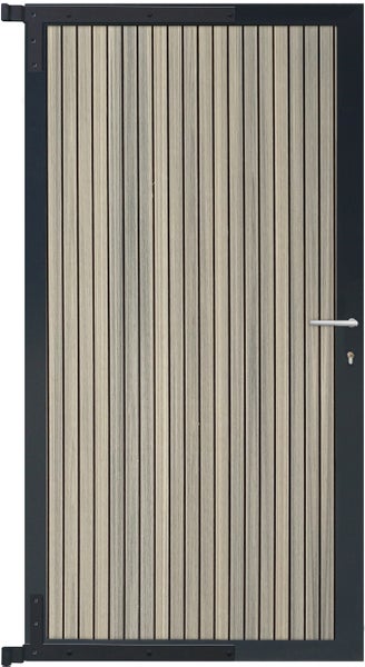 GartenLand Steckzauntor Shadowline Vertikal ca. 90 x 175 cm WPC Amethystgrau Aluminium Anthrazit