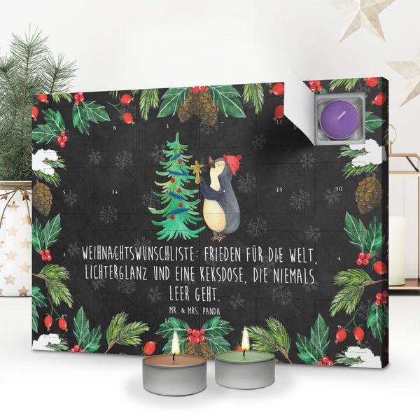 Mr. & Mrs. Panda Duftkerzen Adventskalender Pinguin Weihnachtsbaum - Schwarz