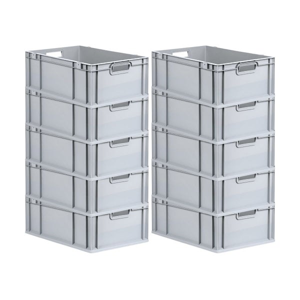 PROREGAL Spar Set 10x Eurobox Nextgen Economy Mit Scharnierdeckel & Gelben Schiebeschnappverschlüssen Griffe Offen HxBxT 22 x 40 x 60 cm 44 Liter