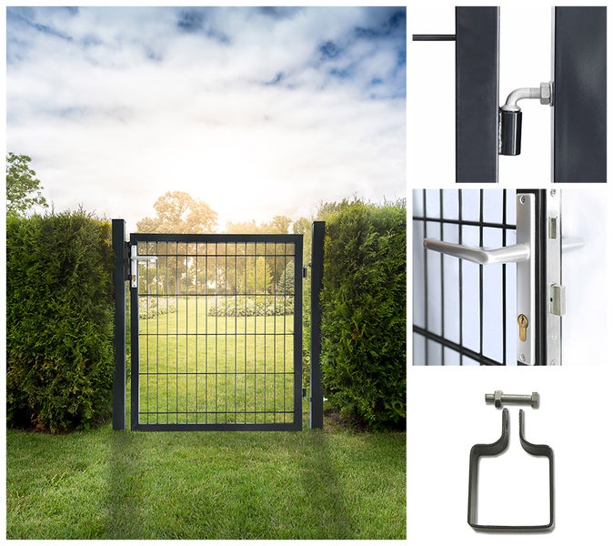 Home Deluxe - Gartentor PORTARIUS - Farbe: Anthrazit, Höhe 80 cm - inkl. Griff, Schloss und Schlüssel I Gartenpforte Einfahrtstor Hoftür