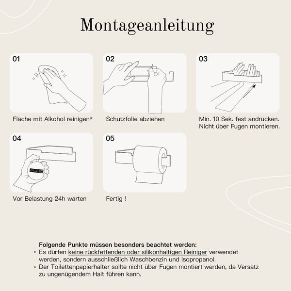Designfabrik Hamburg Toilettenpapierhalter ohne Bohren Schwarz 17cm